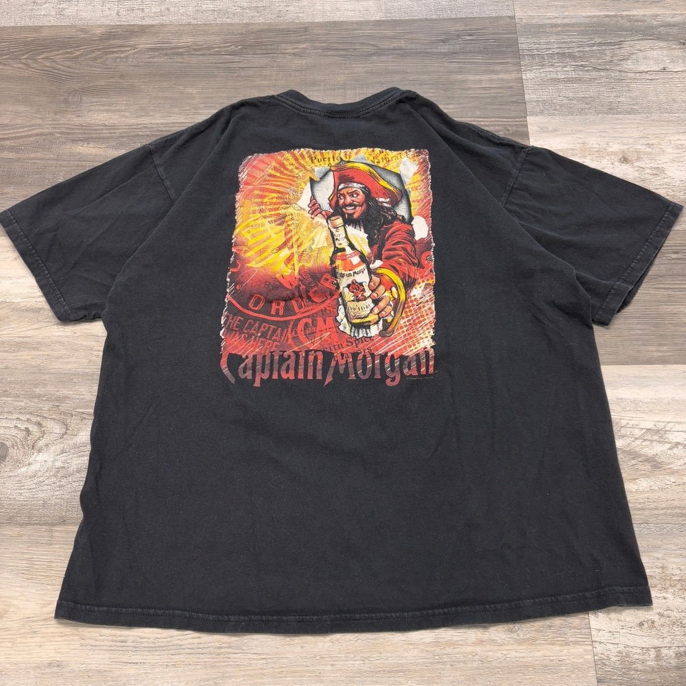 Vintage 90s Y2k Captain Morgan Rum Co. Black Men Xl Cotton Pirate Alcohol Shirt View 3